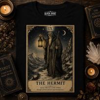 The Hermit Tarot Card T-Shirt, Victorian Major Arcana Graphic Tee M black