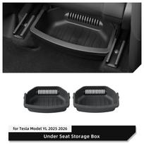 Smabee for Tesla Model Y L 2025-2027 Car First Row Under Seat Front/Rear Drawer Type TPE Storage Box Tray Organizer Accessories 25YL 6seats