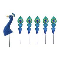Peafowl Pot Soil Stake in Resin for Balcony Containers and Yard Displays, Molded Outdoor Adornment for Entry Zones and Plant Zones for Household Use 1 blue