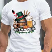 Vyriški Oktoberfest marškinėliai Vokiškas alaus statinė alaus bokalas Grafinis marškinėlis Apvalia kaklo iškirpte Vasarinis marškinėlis Oktoberfest vakarėliams Apranga XL black