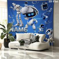 ASTRO BOT Individualus pavadinimas Sieninė gobelenas Estetiškas sieninis kabinamas Spausdintas audinio pledas Dekoratyviniai gobelenai miegamajam svetainei namų dekoravimui 130cm x 150cm blue