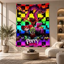 Dekoratyvinis gobelenas, „Poppy Playtime“ spausdintas sienų menas, Lengvas sieninis kabinamas elementas miegamojo fonui 130cmx150cm