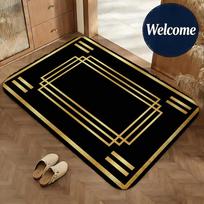 Black Gold Art Deco Floor Mat Non-Slip Absorbent Doormat Bathroom Bedroom Home Decor Rug 43X75CM