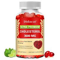 Didacat Cholesterol Support Complex 3600mg Softgels with Plant Sterols & Red Yeast Rice, 120 Softgels Dietary Supplement 120 Capsules red