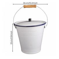 Emaliuotas kibiras su dangčiu Ilgaamžė metalinė rankena Vintažinio stiliaus 26CM 7L