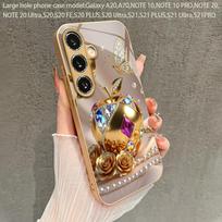 Gem Fruit Pattern 2D Phone Case for Samsung S26 S25 S24 S23 S22 S21 S20 A56 Gold Metal Paint Glass Protective Cover Galaxy A90 5G