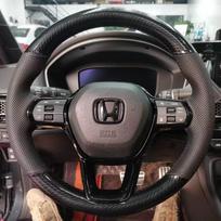For Honda Civic 11 Accord 11 CRV CR-V HRV HR-V ZRV -2026 Breeze 2025 Pilot  Car Steering Wheel Cover ized Leather black thread gray