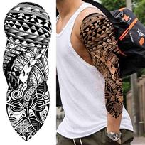 Laikinos visos rankos tatuiruotės rankovė vyrams Moterims tikroviškos netikros tatuiruotės kario liūto tigro gėlės tatuiruotės lipdukas juodas totemas maorių