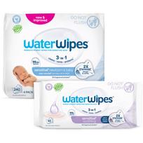 WaterWipes Sensitive (4x60 ks) + Soothing Clean (1x60 ks) drėgnosios servetėlės 300 vnt.