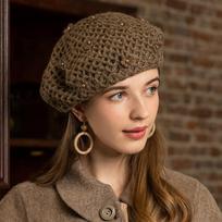 X025 Suaugusiųjų mezgimo kepurės Rankų darbo gėlių beretas Moteriška britiško retro stiliaus kepurė Unisex dailininko kepurė Korėjietiško stiliaus madingos moliūgų kepurės Adjust brown