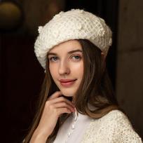 X025 Suaugusiųjų mezgimo kepurės Rankų darbo gėlių beretas Moteriška britiško retro stiliaus kepurė Unisex dailininko kepurė Korėjietiško stiliaus madingos moliūgų kepurės Adjust brown