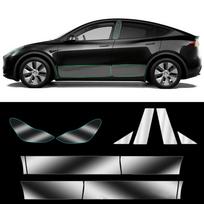 For Tesla Model3/Y 2017-2023 Front Door Rear Door Extended Protective Film Invisible Car Clothing PPF Lamp Film Set ModelY AB Pillar gray