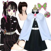 Tsuyuri Kanao Cosplay Kostiumas Anime Demon Slayer Kimetsu No Yaiba Cosplay Suaugusiems ir Vaikams Juodi Plaukai su Surištu Uodega Kovos Kostiumas Uniforma L white