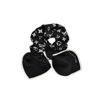 Louis Vuitton Brand Logo Silk Hair Tie Women accessories Black M97250 Box+Shopping Bag black