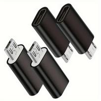 4pcs USB C To Micro USB Adapter Type-C Female Converters, Charging And Data Sync for Galaxy S7  And More Micro Port Devices 4PCS Black
