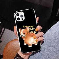 Cartoon Corgi Cute Dog Phone Case For iPhone 17 Air 16 Pro Max 16E 15 + 14 Plus 11 12 13 Mini 7 8 SE Gift Print Cover Fundas 17 iPhone 12 (12 Pro) gray