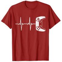 Player Heartbeat T-shirt Fun Video Game Gift Boy Man Player T-shirt Y2k Cute Heart Graphic Clothing Short-sleeved Casual XXS brown