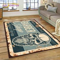 Fashion Barber Shop Logo Skull Vintage Rug Carpet for Living Room Bedroom Decor,Floor Mat Non-slip Decoration for Sofa Doormat 40x60cm( 15x23in ) gray