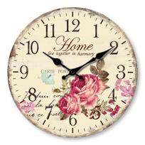1 wooden wall clock, colorful flower and butterfly design wall clock, home mute clock, suitable for home decoration, living room 10 inch beige
