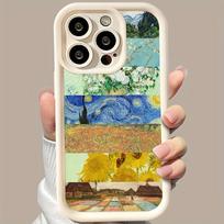 Oil painting starry sky TPU pattern phone case suitable for iPhone 17 16 15 14 13 12 11 Pro/Max/Plus anti drop and shockproof For iPhone XS Max