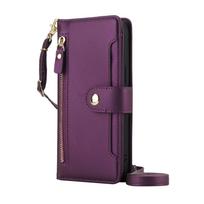 Flip Wallet Case for Google Pixel 10 9 Pro XL 9 8 Pro 9A 8A Zipper Pocket Case with Card Holder Slot Magnetic Closure Lanyard For Pixel 9 Pro tamsiai violetine spalva