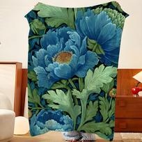 Artist W-William M-Morris Throw Flannel Throw Blanket, Lightweight Cozy, Durable Washable cute Cool Size: 75*100cm, Weight: 230 GSM blue