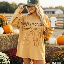 Pumpkin Spice Long Sleeve Shirt, Fall Long Sleeve Tee, Coffee Weather Shirt, Pumpkin Season, Pumpkin Spice Latte Tshirt Pumpkin Spice Season L orange