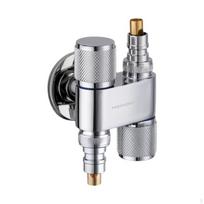 Washing Machine Double Outlet Faucet, Automatic Shutclose Valve, RustResistant, Easy to Install, Bright Silver Buckle + Buckle