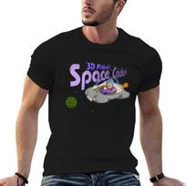Retro Space Pinball Cadet T-Shirt Vintage Print Crew Neck Tee L black