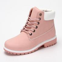 Pink Plus Velvet Women's Martin Boots - Warm, Flat Bottom, Large Size, High Top, Unisex. Women's 38 beige