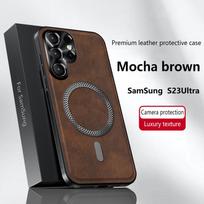 Skirta Samsung Galaxy S23 Ultra Plus FE dėklas Magnetinis Elegantiškas Odinis Atsparus Dilimui Pilnai Dengiantis Objektyvą Neslystantis Kraštas