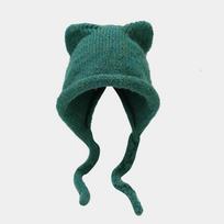 Winter Warm Cute Cat Ears Braid Knit Hat Outdoor Ear Protection Beanie One Size