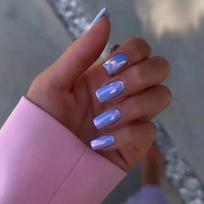 Long Square False Nails French Press on Nails New Fake Nials  Women Girls W1443