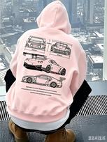 Megztinis su gobtuvu Unisex Vyrams Moterims Automobilio Grafinio Spaudinio Gobtuvas Streetwear Ilgomis Rankovėmis Viršutiniai Drabužiai Su Kišene XL white