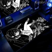 Large Black White Anime Girl Mouse Pad Gaming NonSlip Mousepad Keyboard Pad Laptop Computer DeskMat Lock Edge Mouse Carpet 300x800x2mm