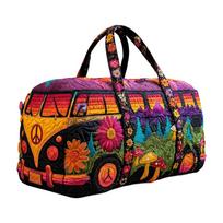 Flower Quilted Duffle Bag Large Capacity Gym Tote Bag Weekender Bag Carrying Handbag  Daily Outings M-StyleA black
