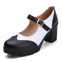 Moteriški Mary Jane Pumps Natūralios odos avikailio aukštakulniai Elegantiški retro kvadratiniai apvalūs kojų pirštai moteriški batai 43 brown