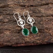 Green Onyx Gemstone 925 Sterling Silver Jewelry Handmade Dangle Earrings 2.00  EE-17-16 black