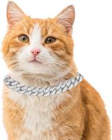 Rhinestone Cuban Chain Gold Necklace for Pets - Decorative Zinc Alloy for Cats & Dogs beige