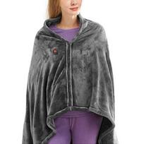 Electric Heating Blanket USB Charging Heated Shawl 3 Heaed Level Coral Fleece  Winter Warm Shawl for Outdoor Home 150x80cm gray