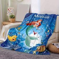 1 vnt., Disney Mažoji undinėlė Arielė Namų dekoras Mesti pledas Minkštas užtiesalas Sofai, Lovai, Automobiliui, Kelionėms, Stovyklavimui, Biuro trumpam miegui, Dovana 130x150cm blue