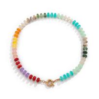 Wind Colored Acrylic Beaded Necklace, Sweet Dopamine Metal Spring Clavicle Necklace white