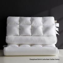 All-Cotton Grid Neck Support Pillow for Side Sleepers - Durable, Non-Collapsing Design 48x74±6cm gray