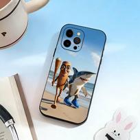Tung Sahur Tralalero Tralala -lala telefono dėklas, skirtas iPhone 17,16,15,14,13,12,11 Plus,Pro Max,XS, minkšto silikono juodas dangtelis iPhone16pro gray