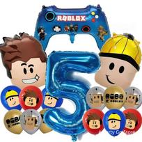 Roblox Balionai Roblox Tematikos Berniukų Balionai Animacinių Filmukų Dvigubi Formuoti Gimtadienio Šventės Dekoracijos happy birthday decoration blue