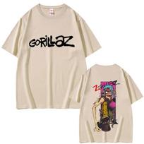 Gorillaz Grupės Marškinėliai Vyrams Moterims Rock Mados Per dydį Gatvės Stiliaus Moteriški Aukštos Kokybės Minkštos Medvilnės Trumpomis Rankovėmis T-shirt 3XL beige