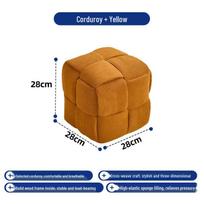 Creative Cube Wooden Fabric Footstool: Small Sofa Stool & Kids' Shoe Stool orange