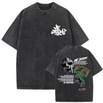 Washed Vintage Rapper Mf Doom MM FOOD Graphic Print Tshirt Men Women Hip Hop Fashion Tshirts Male Casual Oversized Streetwear XL black