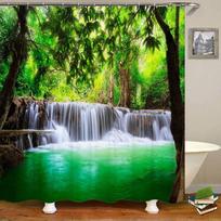 Bambukas Vandeniui atsparus Krioklys Pelėsiui atsparus Vonios užuolaida Dušo užuolaidos Kabliukai 12 B,180x220cm