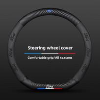 Carbon Fiber Leather Car Steering Wheel Cover For Ford ST Line Focus Mustang Fiesta Puma Ranger Kuga MK7 MAX F150 Mondeo Escape black